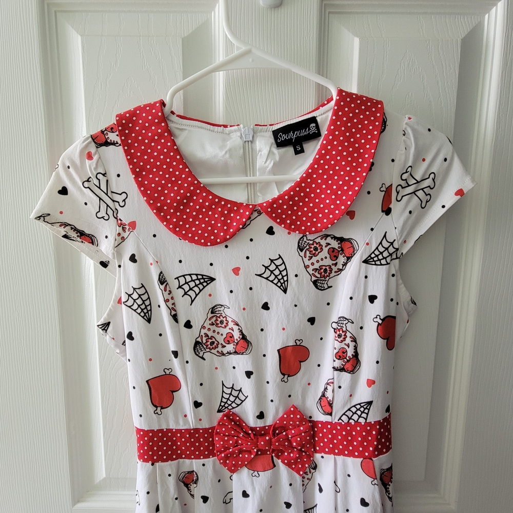 Red and White Print Dress